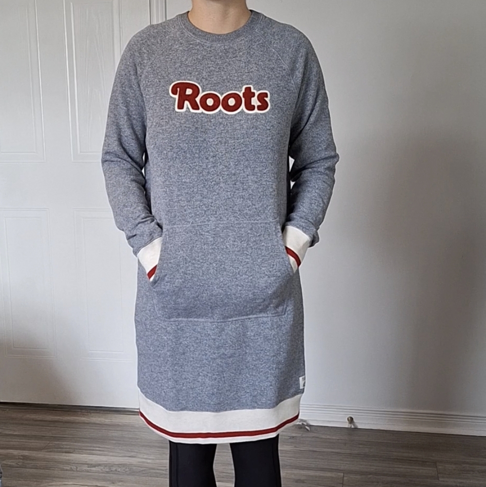 Roots Gray Sweater Dress with Red Logo